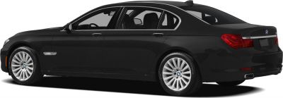 Black long-wheelbase luxury sedan side profile with alloy wheels