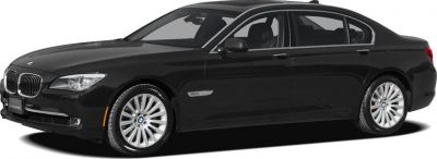 Front side view of luxury sedan with elongated body and sleek design