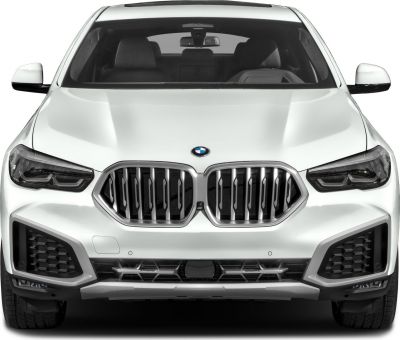 Close-up of front grille and LED headlights