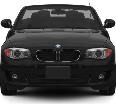 Front view with dual round headlights and kidney grille