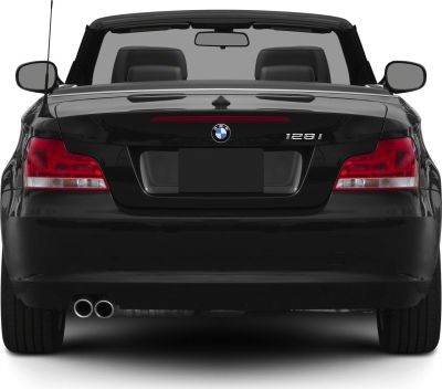 Rear view of convertible with dual exhaust and distinctive taillights