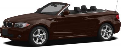 Brown BMW convertible with soft top, facelift front design