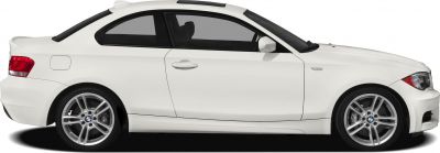 Side profile of a white coupe with alloy wheels and sporty design