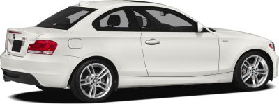 White coupe side profile with rear lights and alloy wheels