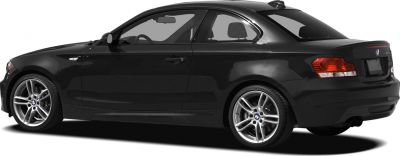 Black coupe with rear and side view, alloy wheels