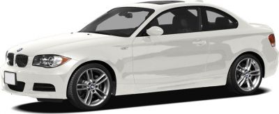 White BMW 1 Series Coupe front and side profile with sporty design