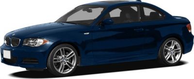 Blue 2-door coupe with sporty alloy wheels from side view