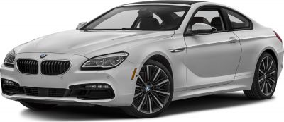 Front side view of a luxury coupe with kidney grille and alloy wheels
