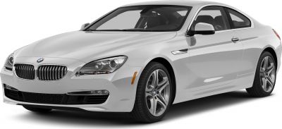 Front side view of a sleek luxury coupe with sporty alloy wheels