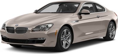 Sleek BMW coupe front and side view