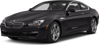Front and side view of a sleek luxury coupe with kidney grille and alloy wheels